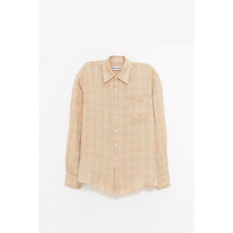 OUR LEGACY VACAY CHECK GAUZE LINEN ABOVE SHIRT